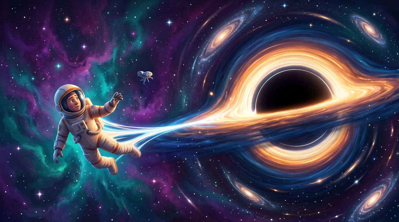 A black hole distorting nearby light, generated through this MCP server