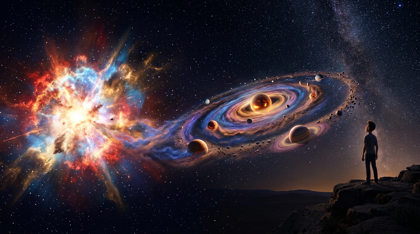 Supernova casting cosmic dust, generated by an AI agent
